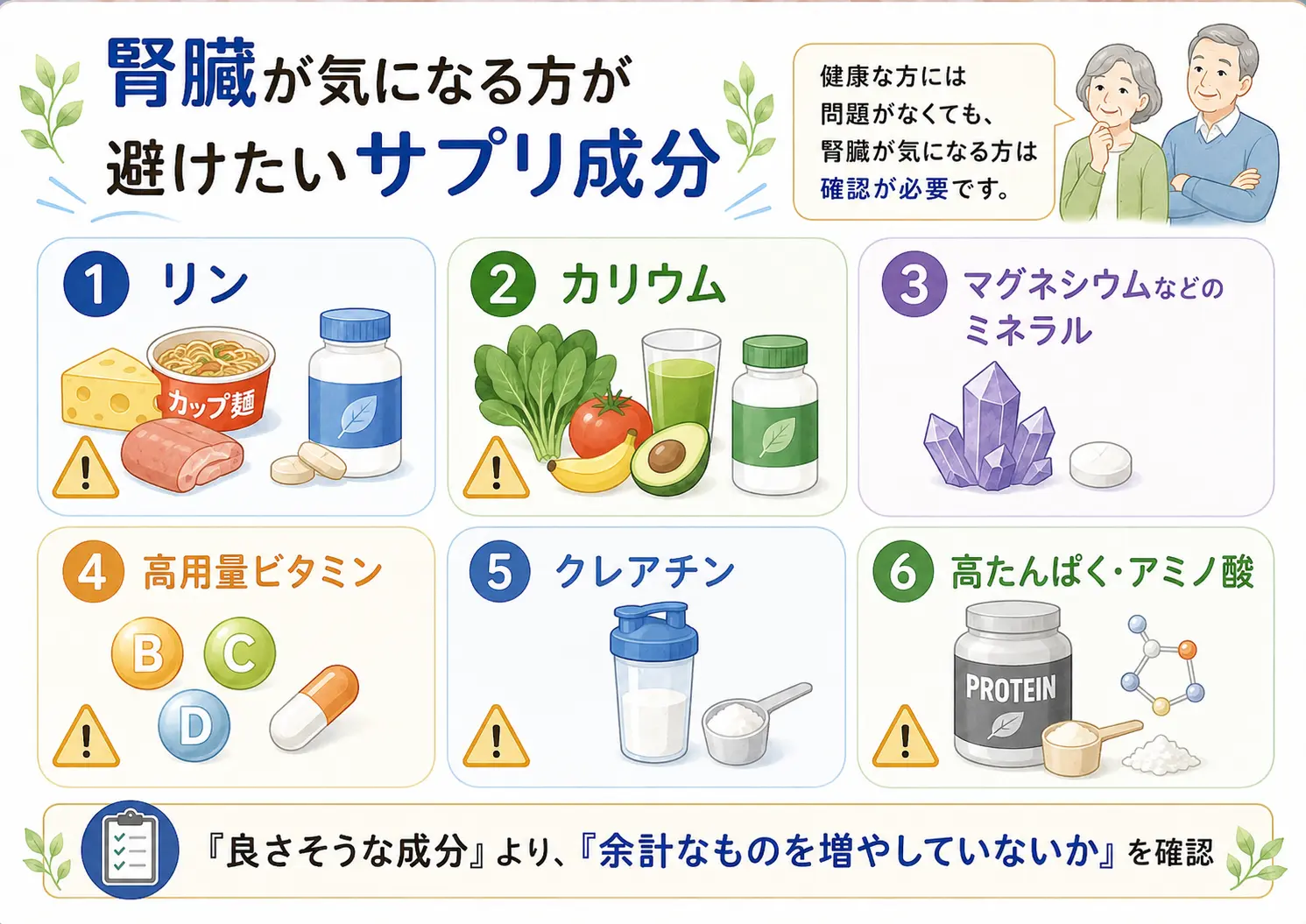 腎臓が気になる方が避けたいサプリ成分
