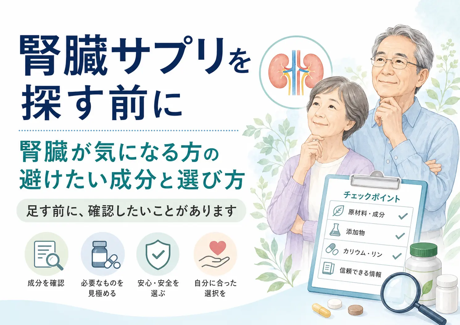 腎臓サプリを探す前に、腎臓が気になる方が確認したいこと